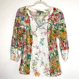 Floral Sheer Petite Large Blouse Figuerca & Flower